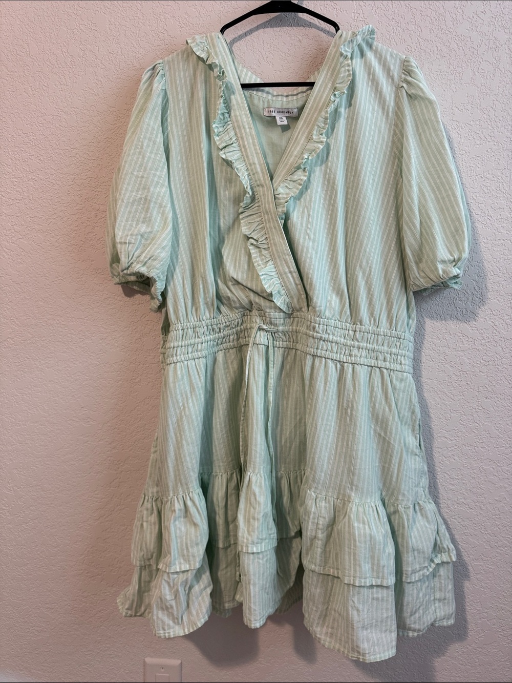 Green Striped Ruffle Dress